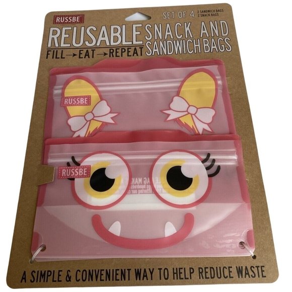 Russbe reusable sandwich + snack bag 4pc Set - Picture 1 of 6